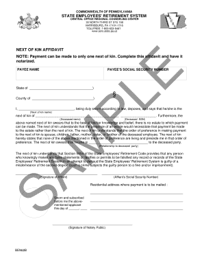 Pennsylvania Next of Kin Affidavit