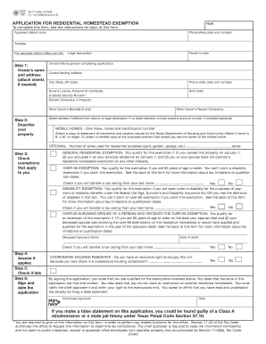 Texas Residential Homestead Exemption Application