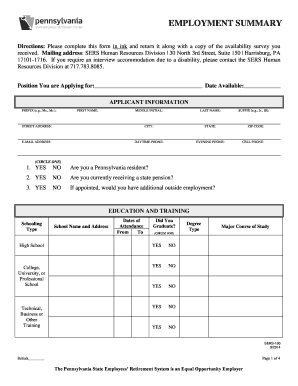 Pennsylvania State Employee Application Form