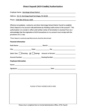 Direct Deposit Authorization Form