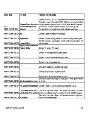 Tennessee Workers Compensation TITLE Insurance - bACORDb FORMS