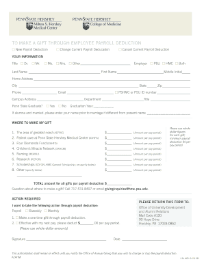 Payroll Deduction Gift Form