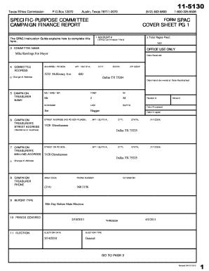 Texas Specific-Purpose Committee Form SPAC