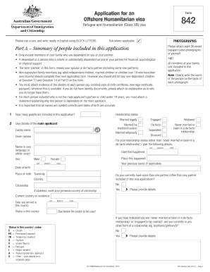 Australia Offshore Humanitarian Visa 842 Application