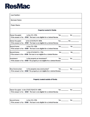 Florida Limited Review Loan Eligibility Form