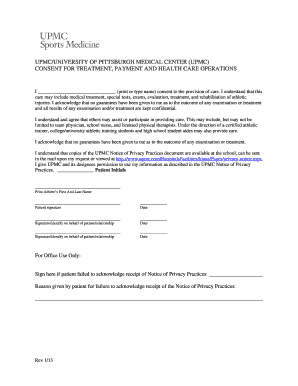 UPMC Consent for Treatment Form