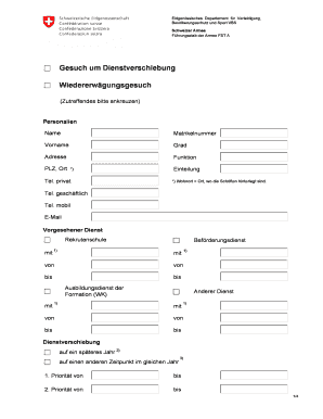 Gesuch um Dienstverschiebung