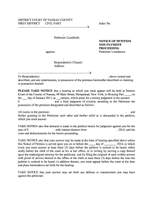 Notice of Petition for Non-Payment