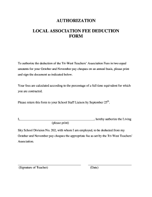 Local Association Fee Deduction Form