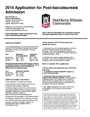 Post-baccalaureate Admission Application