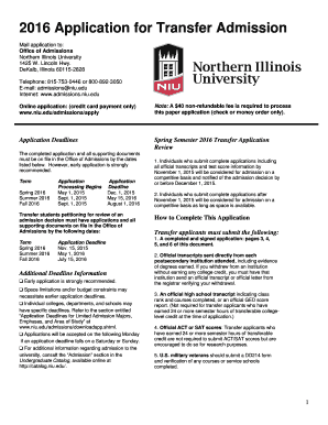 Northern Illinois University Transfer Application