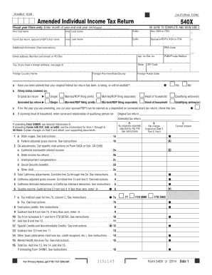 California Amended Individual Income Tax Return 540X