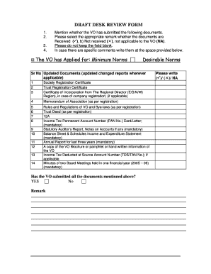 Desk Review Form