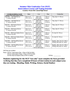 Ohio Graduation Test Registration Form