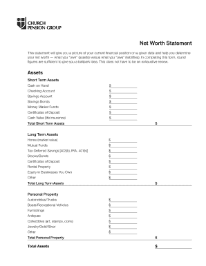 Net Worth Statement Form