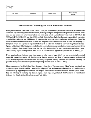 Net Worth Short Form Statement