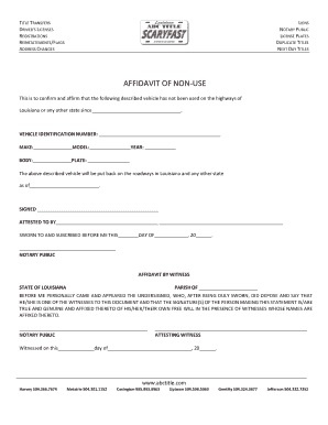 Louisiana Affidavit of Non-Use