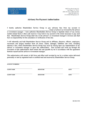 Advisory Fee Payment Authorization