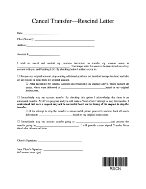 Cancel Transfer Rescind Letter