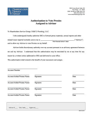 Authorization to Vote Proxies