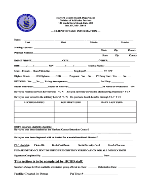 Harford County Client Intake Form