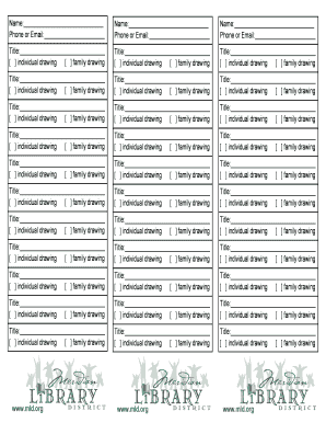 Adult Summer Reading Program Entry Form