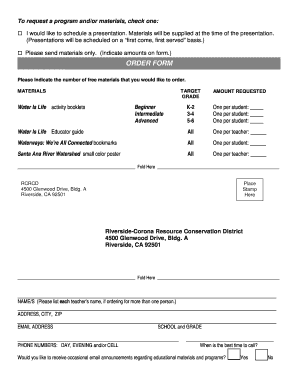 California Water Education Program Request Form