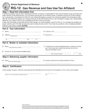 Illinois Gas Revenue and Gas Use Tax Affidavit
