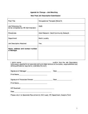 Occupational Therapist Job Description Submission