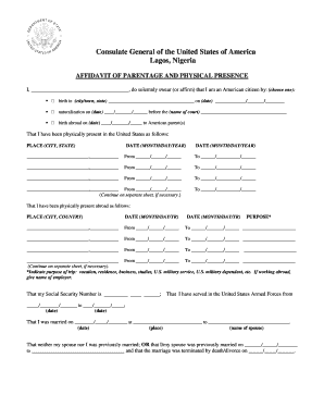 Affidavit of Parentage and Physical Presence