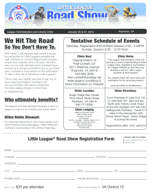 Little League Road Show Registration Form