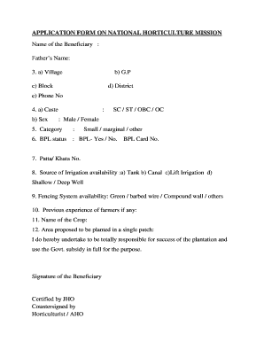 National Horticulture Mission Application Form