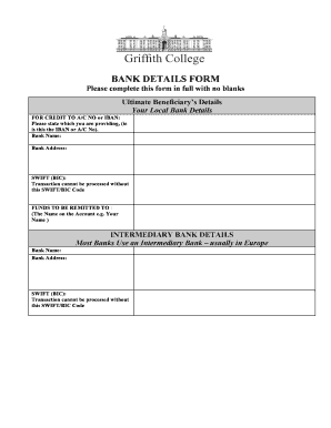 Bank Details Form
