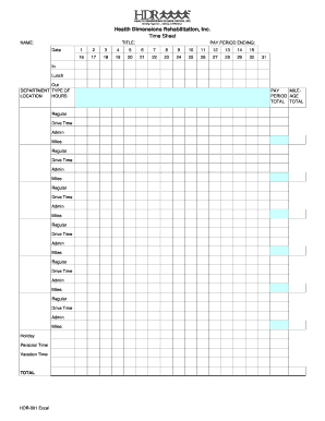 Health Dimensions Rehabilitation Time Sheet