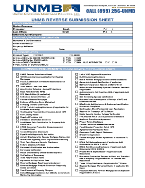 Reverse Mortgage Submission Sheet