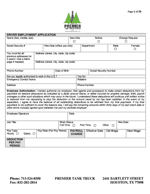 Driver Employment Application