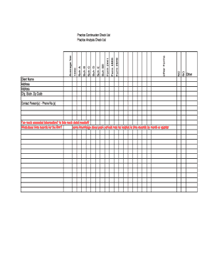 Practice Analysis Checklist