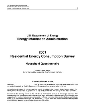 2001 Residential Energy Consumption Survey Form EIA-457A
