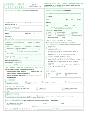 Cytogenetics and DNA Laboratory Requisition Form