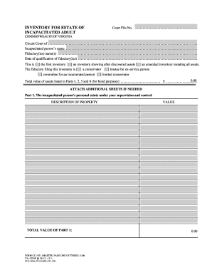 Virginia Estate Inventory Form