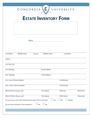 Estate Inventory Form