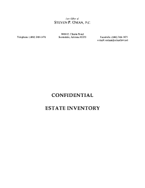 Confidential Estate Inventory Form