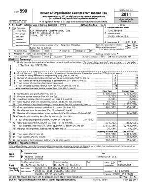 Form 990 Return of Organization Exempt From Income Tax 2011