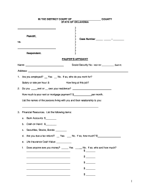 Oklahoma Pawners Affidavit Form