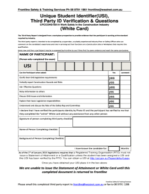 Construction Industry White Card Third Party Report