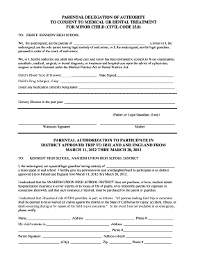 Parental Delegation of Authority for Medical Consent