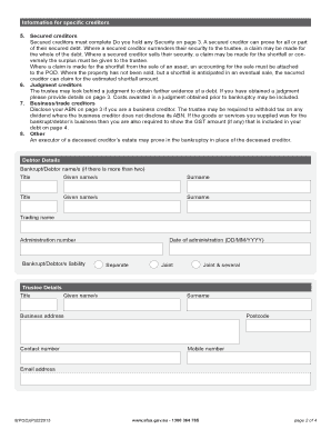 Proof of Debt Form