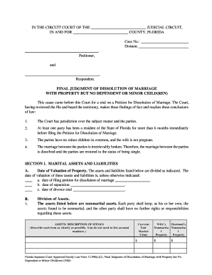 Final Judgment of Dissolution of Marriage
