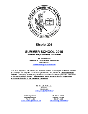 Police complaint format pdf - SUMMER SCHOOL 2015 - Thornton Township High Schools