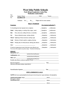 Food Allergy Anaphylaxis Action Plan